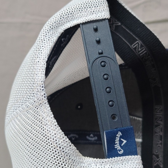 Callaway Mesh Hat Cap Strap Back White Blue Adjustable Golf Baseball Patch Logo - Picture 6 of 10